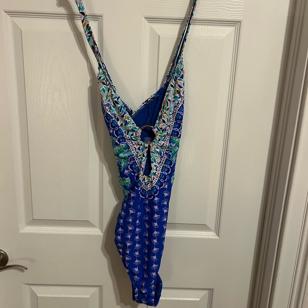 Lilly Pulitzer Blue and Green Patterned Swimsuit
